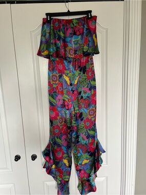 Bold Floral Strapless Jumpsuit by Sugarlips